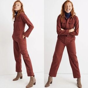 Madewell Rusted Burgundy Straight Leg Denim Coverall Jumpsuit